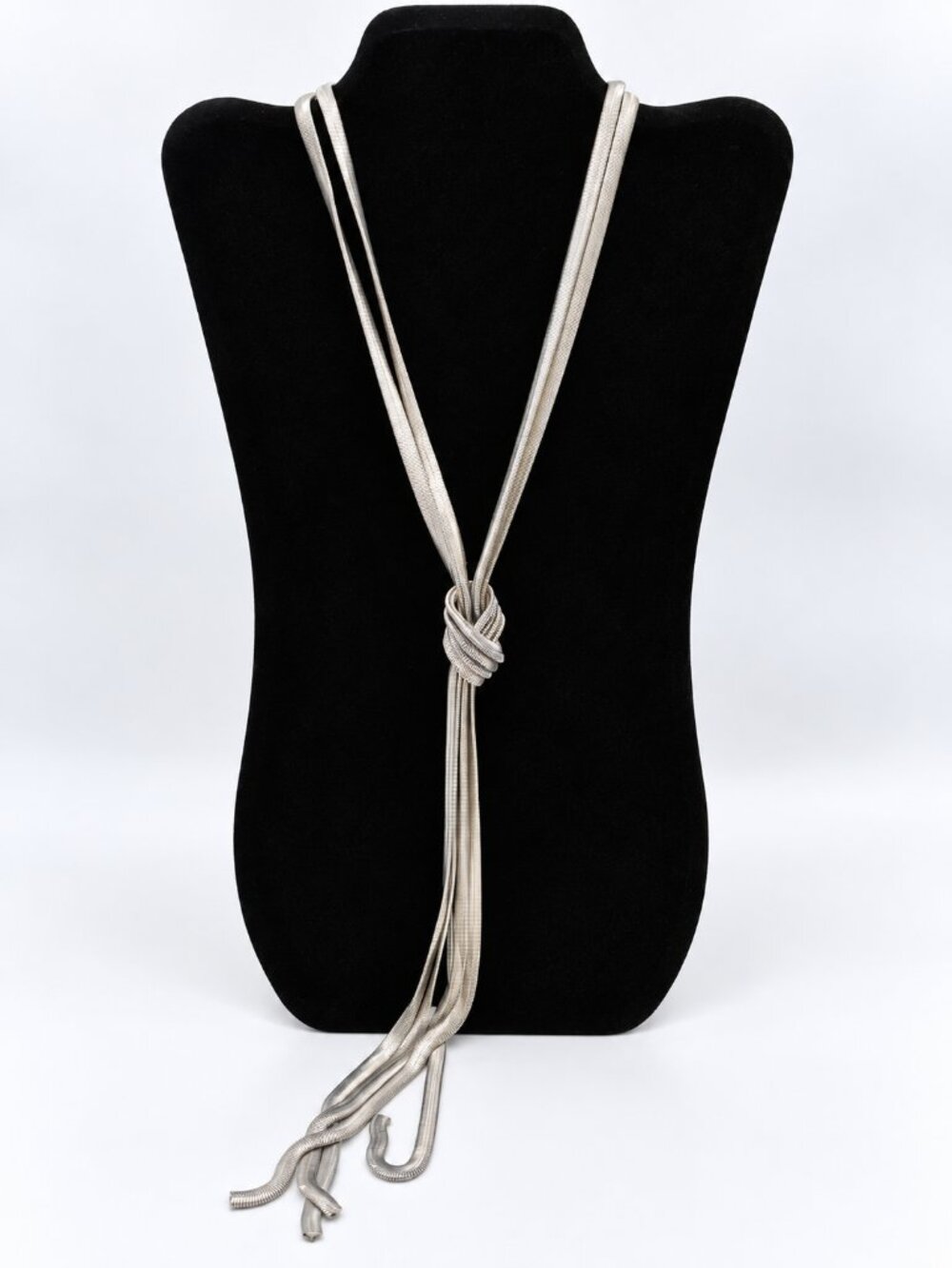INC International Concepts Silver Multi Strand Lariat Knot Necklace
